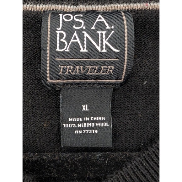 Jos. A. Bank Traveler 100% Merino Wool Black V-Neck Long Sleeve Sweater Size XL - Picture 2 of 6